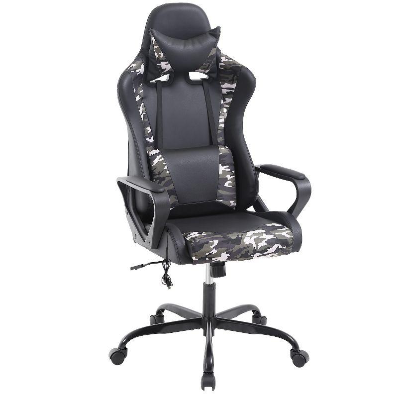 BestMassage Gaming Chair High-Back Office Chair with Lumbar Support Massage Function and PU Leather Rolling Swivel Chair for Adults and Teens, Camo