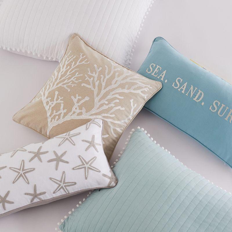 Pom Pom White/Teal King Quilt - Levtex Home