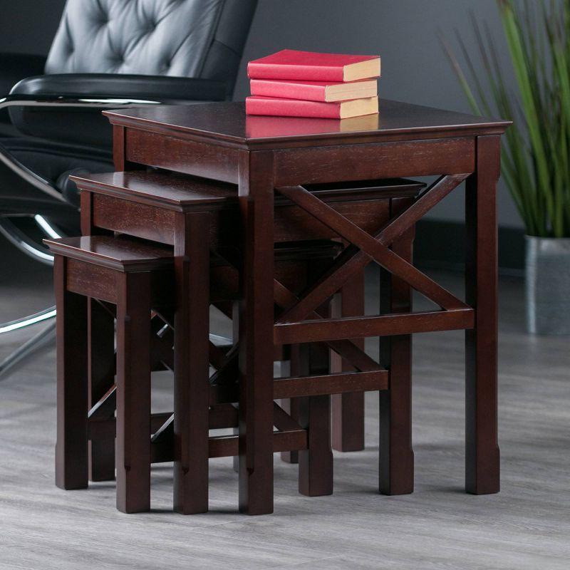 Cappuccino Wood 3-Piece Rectangular Nesting Tables