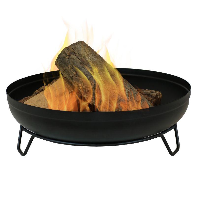 Sunnydaze Outdoor Camping or Backyard Steel with Heat-Resistant Finish Fire Pit Bowl on Stand - 23" - Black