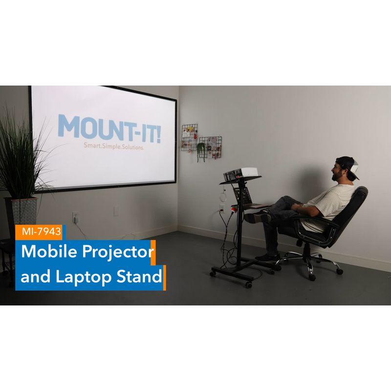 Mount-it Mount-It! Mobile Projector and Laptop Stand with 2 Shelves, Rolling Cart