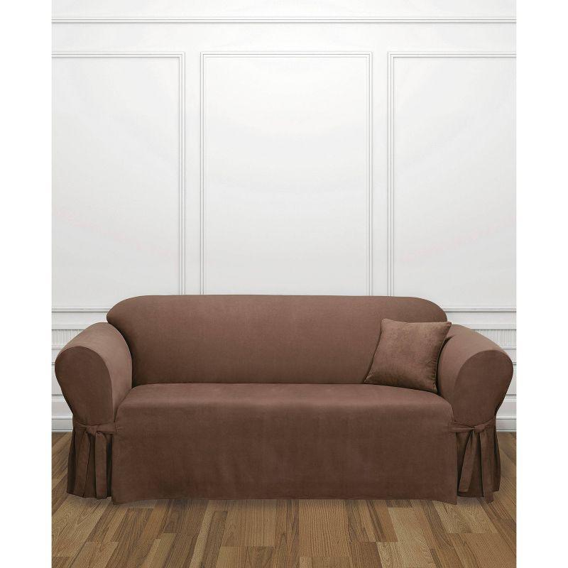 Chocolate Stretchable Suede Sofa Slipcover