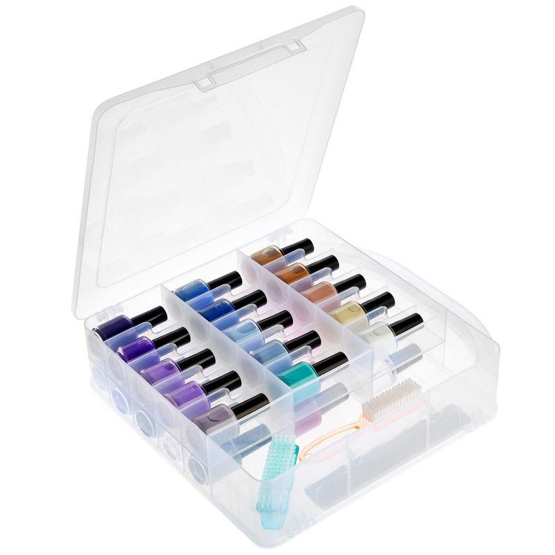 Glamlily Clear Nail Polish Organizer Case, Storage Holder for 30 Bottles and Tools (11.8 x 11.2 x 3.15 In)