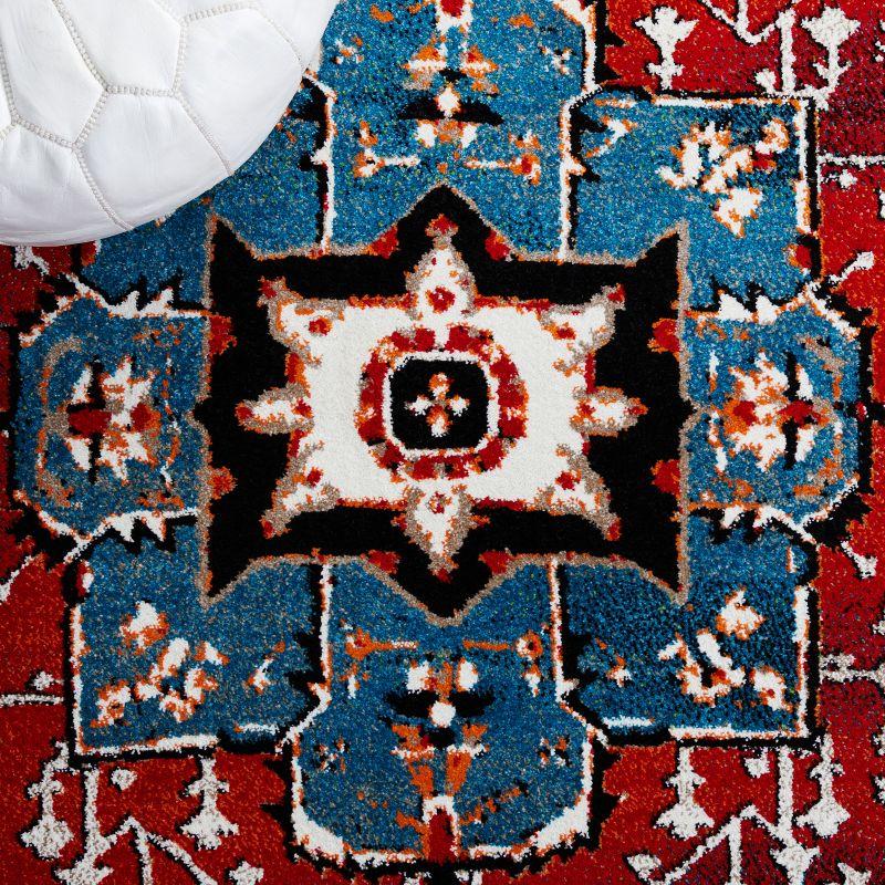 Vintage Hamadan VTH259 Power Loomed Area Rug - Blue/Red - 6'7"x6'7" - Safavieh.