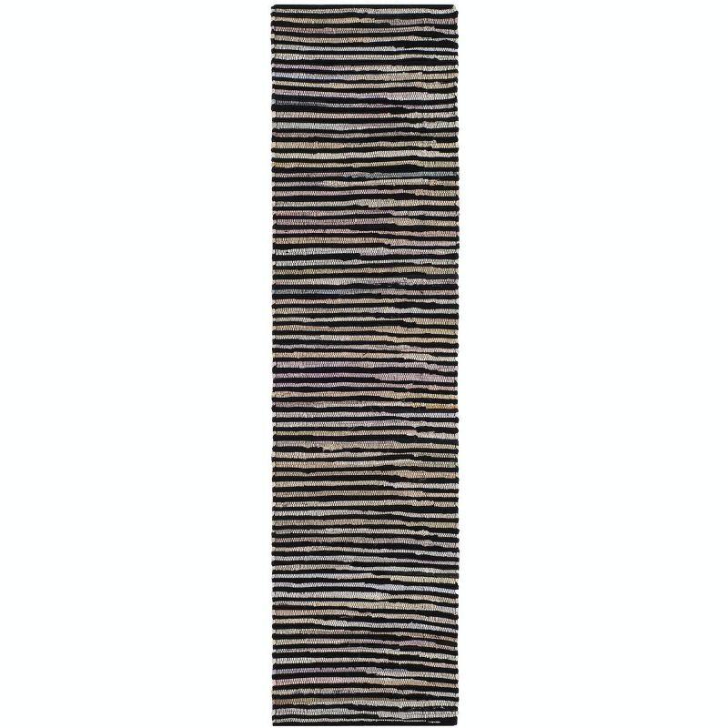 Rag Rug RAR130 Hand Woven Indoor Runner Rug - Black/Multi - 2'3"x8' - Safavieh.