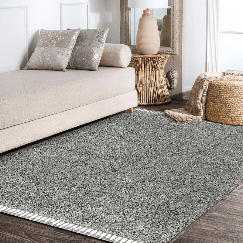 Merida Stacked Grid Shag Area Rug - JONATHAN Y