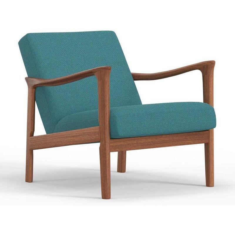 Zephyr Turquoise Mid-Century Modern Wood Lounge Chair