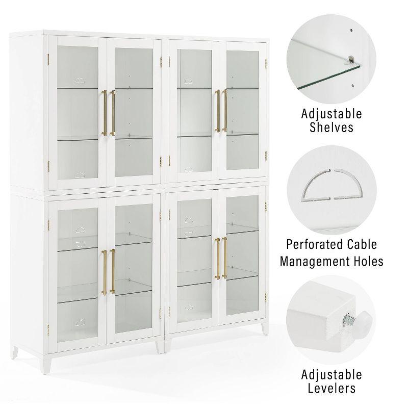 Crosley 70" Roarke 2pc Glass Door Kitchen Pantry Storage Cabinet Set White