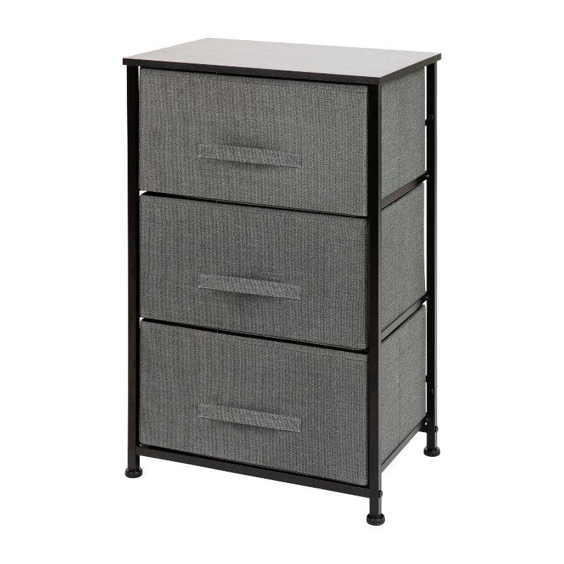 Flash Furniture Malone 3 Drawer Vertical Storage Dresser with Wood Top & Fabric Pull Drawers