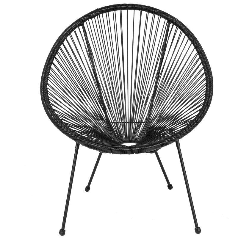 Black Woven Basket Papasan Bungee Lounge Chair