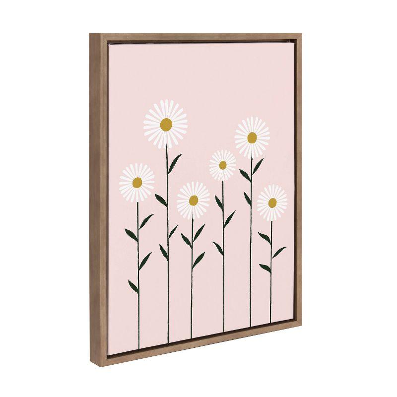 18" x 24" Sylvie Daisies Framed Canvas by Duchess Plum Gold - Kate & Laurel: Modern Botanical Wall Decor