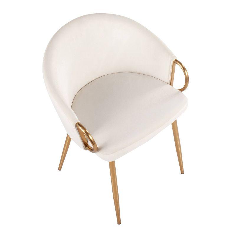 Set of 2 Claire Dining Chairs Gold/Cream - LumiSource: Velvet Upholstered, Low Back Design, Steel Frame