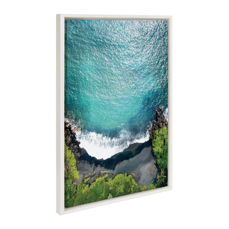 Kate and Laurel Sylvie Maui Black Sand Beach 1 Framed Canvas by Rachel Bolgov