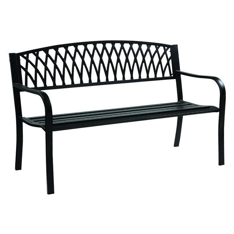 Living Accents Black Cast Iron Grass Back Park Bench 33.46 in. H X 50 in. L X 23.62 in. D