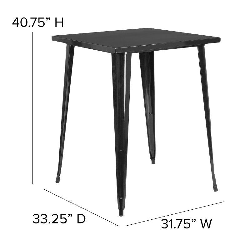 Flash Furniture Commercial Grade 31.5" Square Black Metal Indoor-Outdoor Bar Height Table