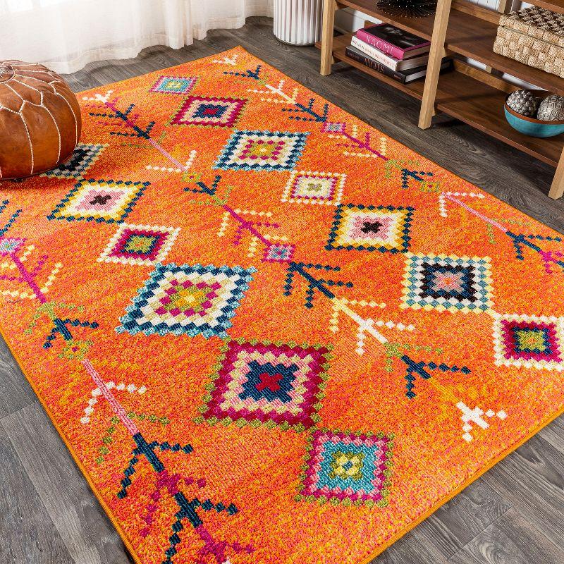 Tribal Love Geometric Orange Multi 3x5 Feet Area Rug