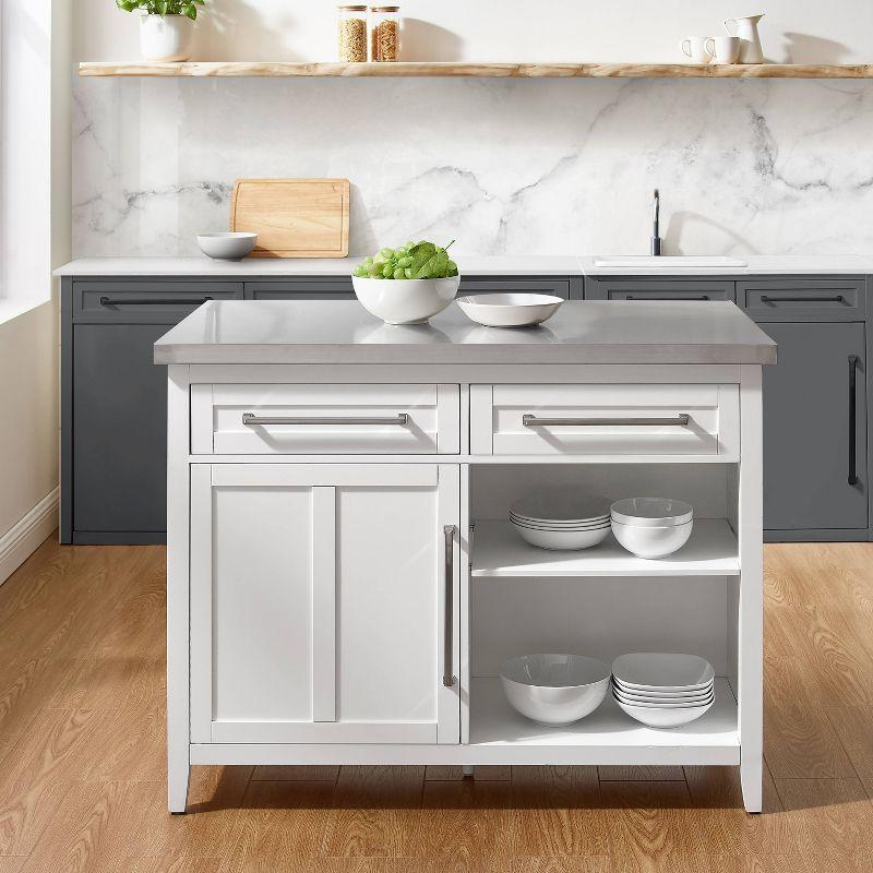 Silvia Stainless Steel Top Kitchen Island White/Stainless Steel - Crosley