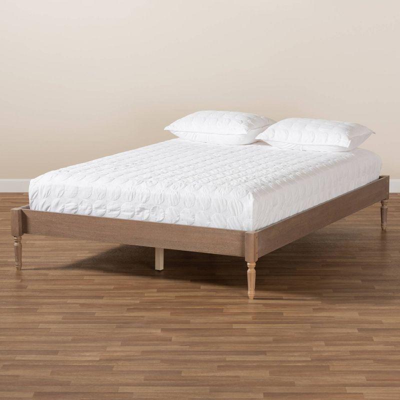 Queen Colette French Bohemian Wood Platform Bed Frame Oak - Baxton Studio: Ash Walnut Finish, No Box Spring Required