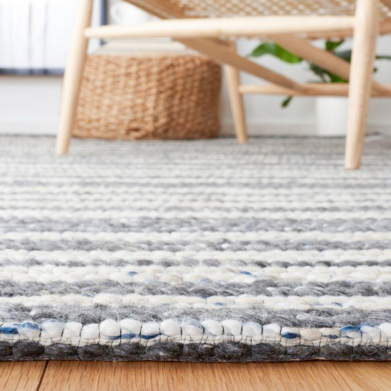 Ivory and Gray Handwoven Flatweave Wool Area Rug