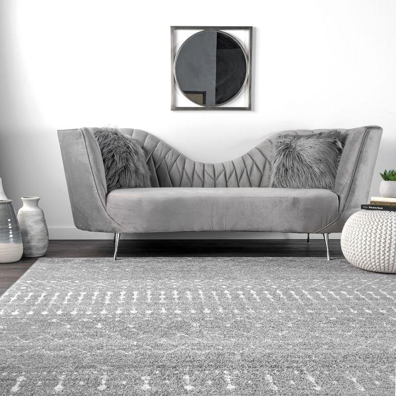 Nuloom 10 Square Moroccan Blythe Indoor Area Rug, Dark Grey, Faded Bohemian Design, Stain Resistant, BedroomLiving Room, Kitchen,