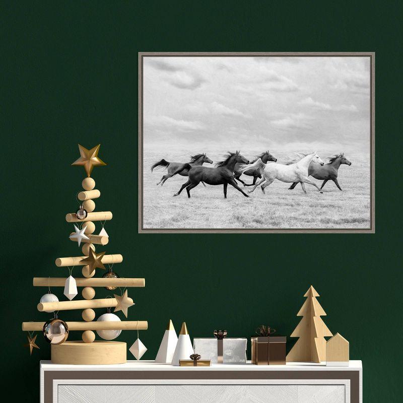 24" x 18" Horse Run I by PH Burchett Framed Canvas Wall Art - Amanti Art: Modern Lithograph, Sawtooth Back Mounted