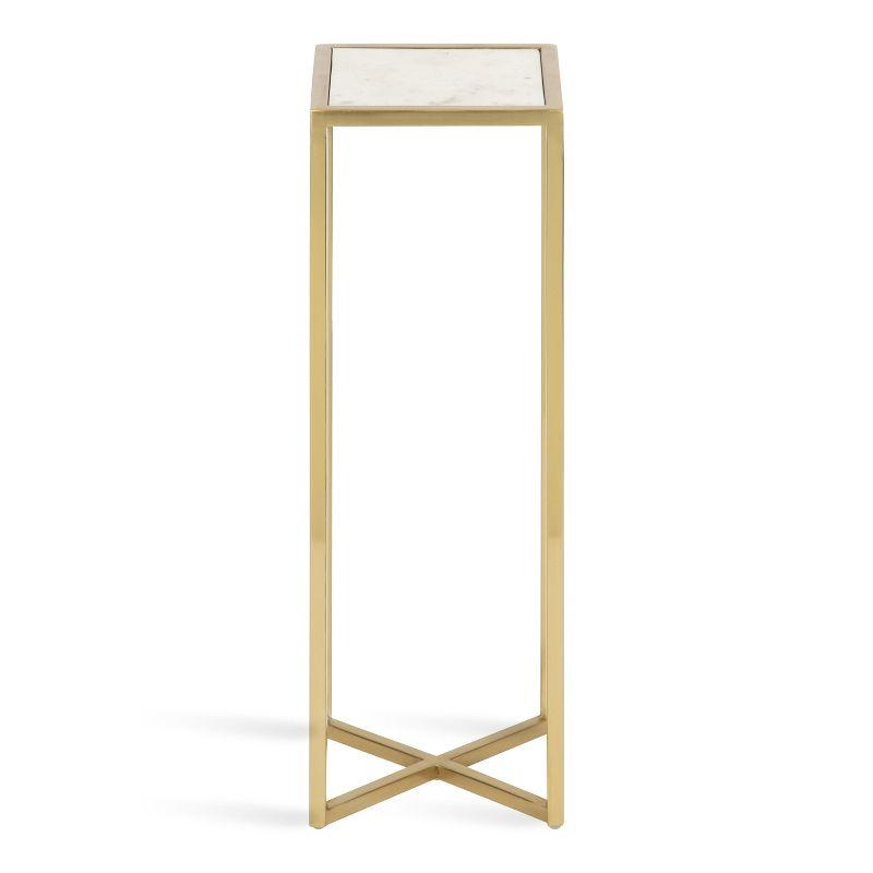Kate and Laurel Jaspur Square Metal Drink Table, 7x7x21, Gold and White