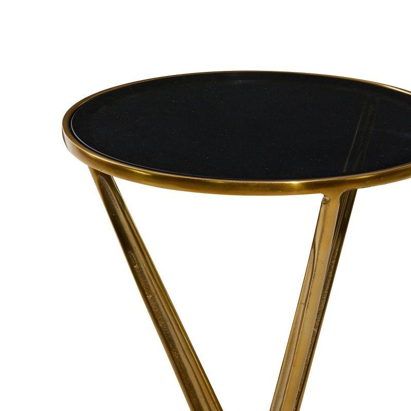 24.05" Modern Metal and Smoke Glass Accent Table Gold - Olivia & May: Round Bedside Stand, No Assembly Required