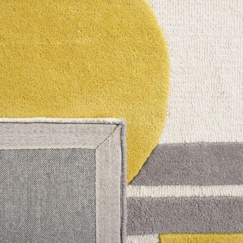 Gray and Yellow Hand-Tufted Wool 6' x 9' Area Rug