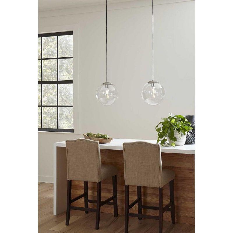 Progress Lighting Atwell 1-Light Glass Globe Pendant, Brushed Nickel, Clear Glass Shade