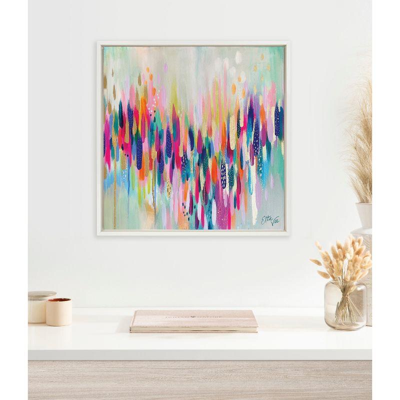 Kate & Laurel All Things Decor 22"x22" Sylvie Brushstroke 154 Wall Art by EttaVee White: Modern Canvas, Framed Digital Art, Spring Theme