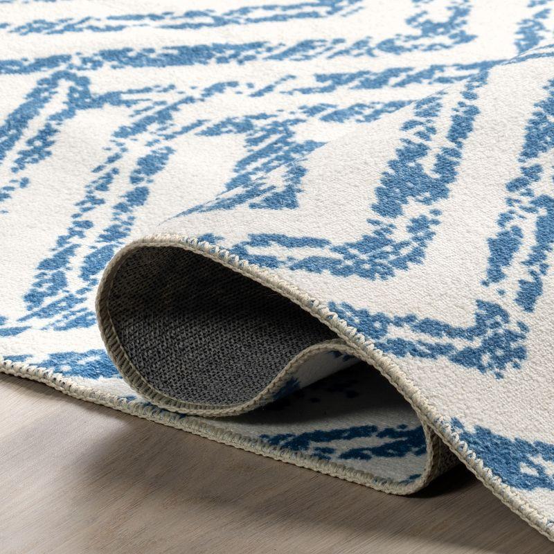 Nuloom Rosanne Herringbone 3x5 Machine Washable Accent Indoor Area Rug for Living Room Bedroom Dining Room Entryway Kitchen, Blue/Ivory