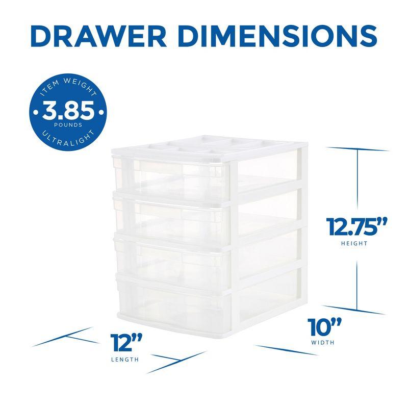 White and Clear 4-Drawer Desktop Storage Organizer