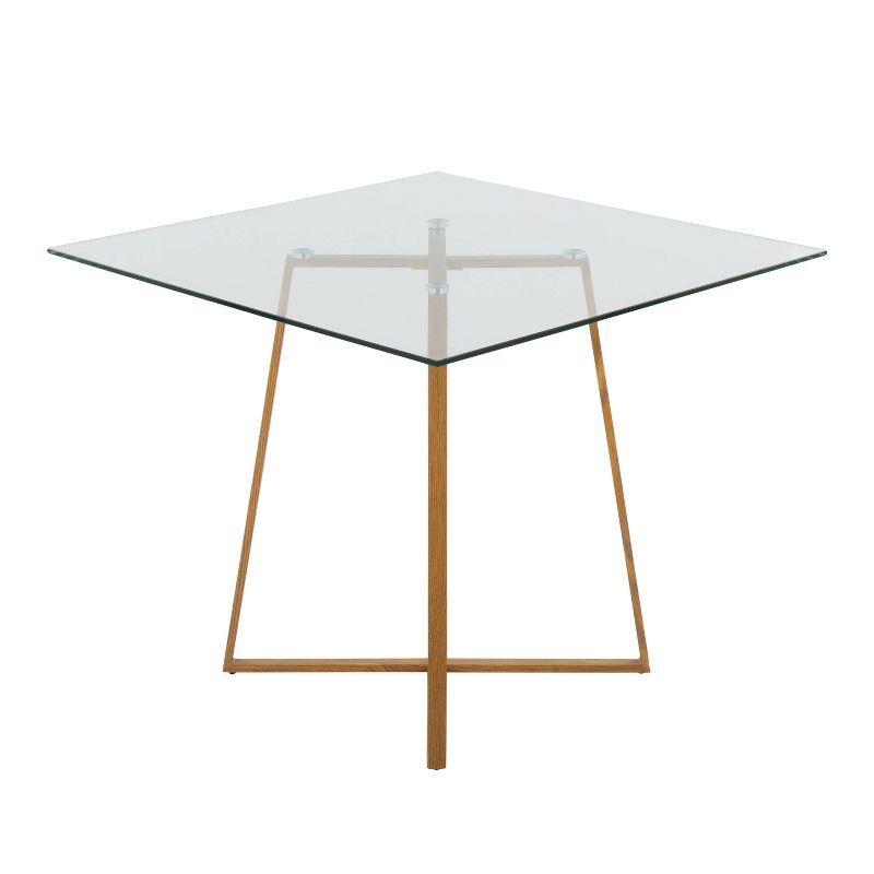 36" Cosmo Square Dining Table Natural/Clear Glass - LumiSource: Luxury Glam Style, 4-Seater, Steel Pedestal Base