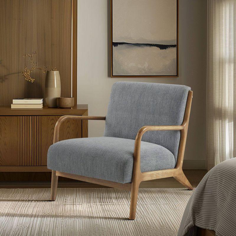 Ink+Ivy Novak Lounge Chair Gray: Mid-Century Elm Wood Frame, Upholstered, Comfort Seating