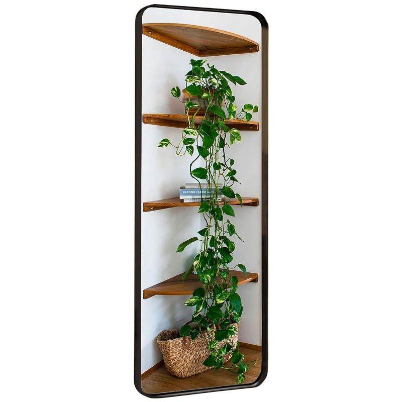 Hamilton Hills 18" x 48" Metal Black Framed Brushed Rectangular Wall Mirror