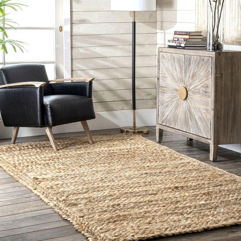 Keilani Natural Stripe Braided Jute 5' x 8' Area Rug