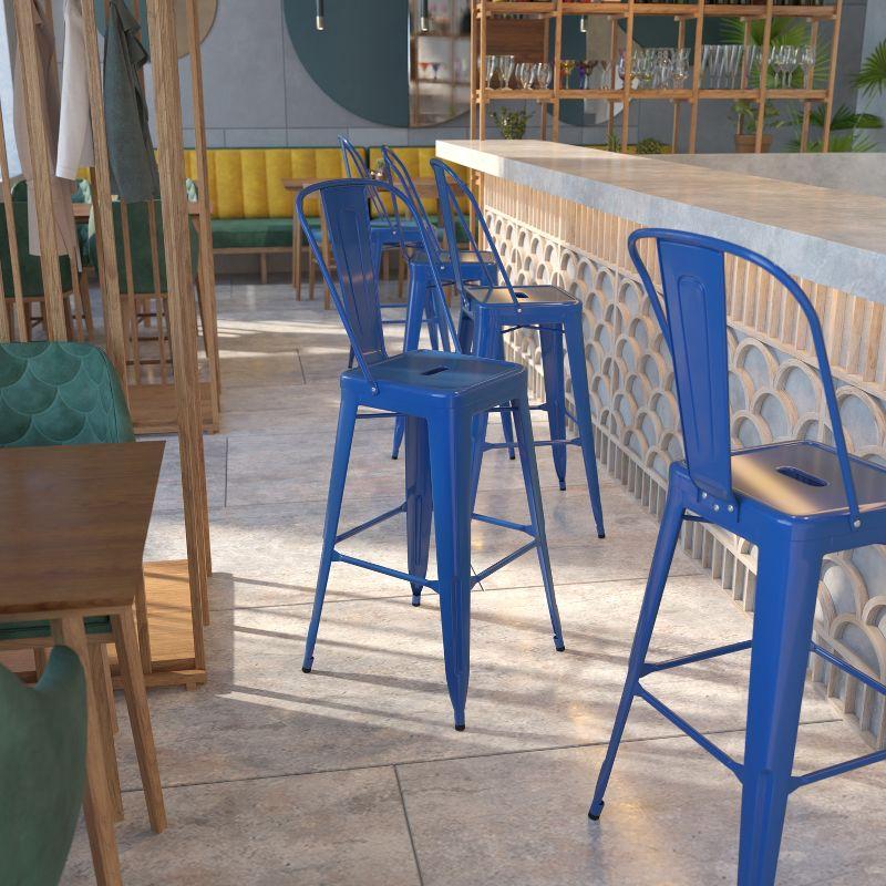 Blue Metal 30" High Indoor-Outdoor Barstool with Removable Back