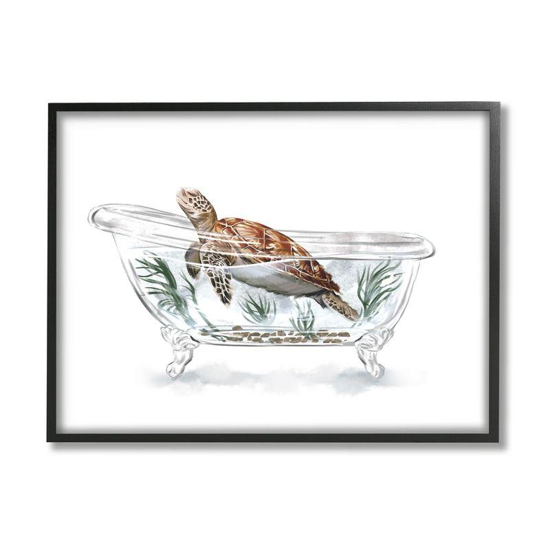 Stupell Industries Turtle Swimming Bathtub Habitat Framed Giclee, 11 x 14