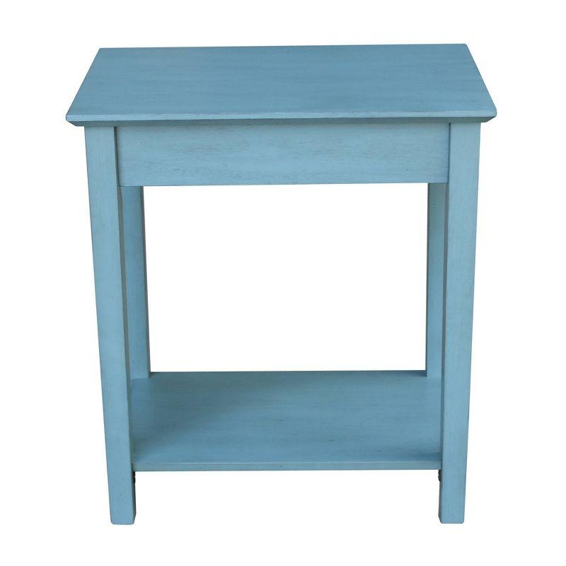 Ocean Blue Traditional Elegant Solid Parawood End Table with Storage