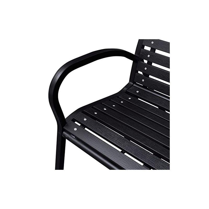 vidaXL Patio Bench, Black 45.7" Steel and WPC
