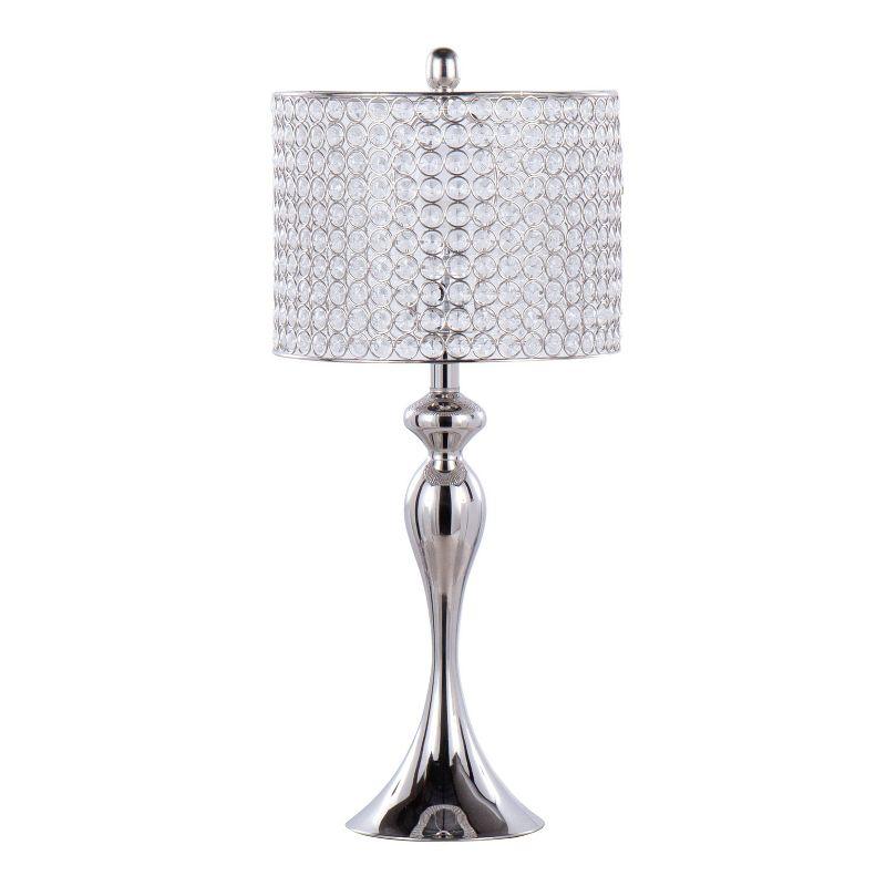LumiSource (Set of 2) Ashland 27" Contemporary Table Lamps Polished Nickel with Round Clear K9 Crystal Beads from Grandview Gallery: UL Listed