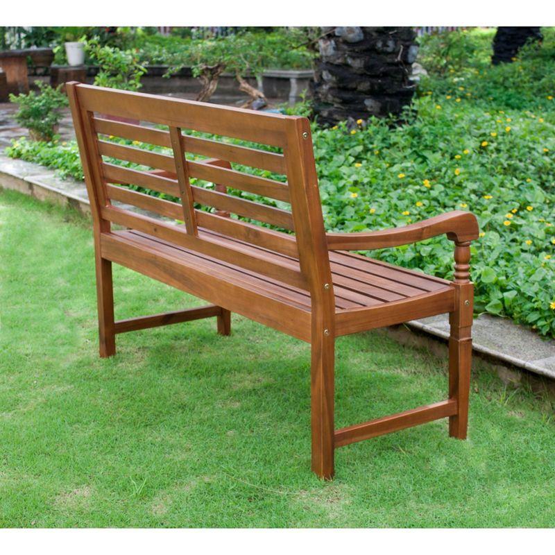 Nantucket Garden Bench - Merry Products: Acacia Hardwood, Contoured Comfort, Water-Resistant, 500lb Capacity