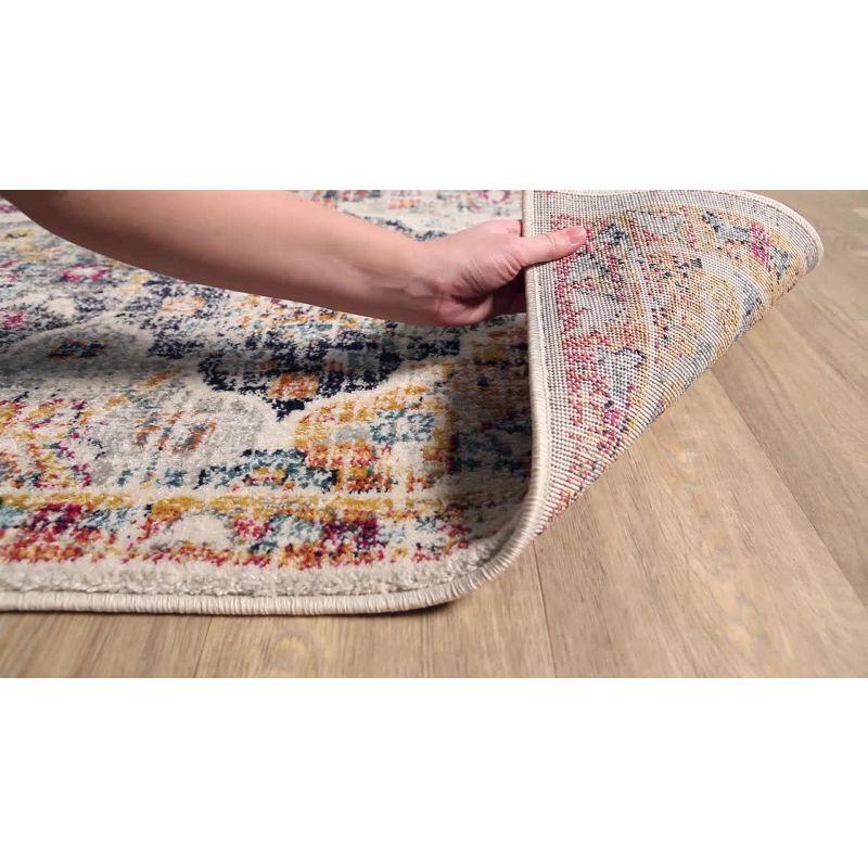 Bohemian Multicolor Floral Motif Rectangular Area Rug