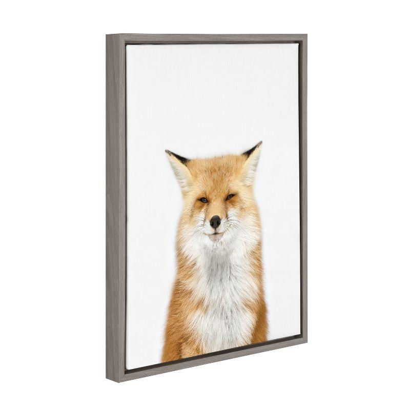 Gray Framed Fox Portrait Canvas Wall Art for Kids