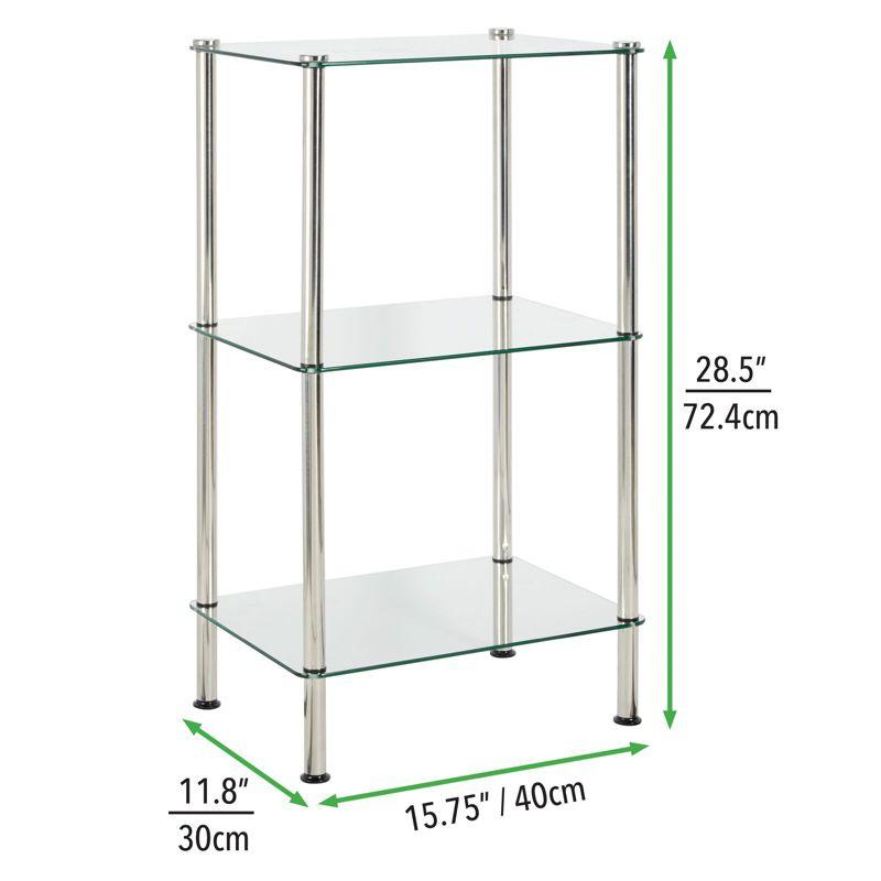 Compact Chrome Clear 3-Tier Glass Storage Tower