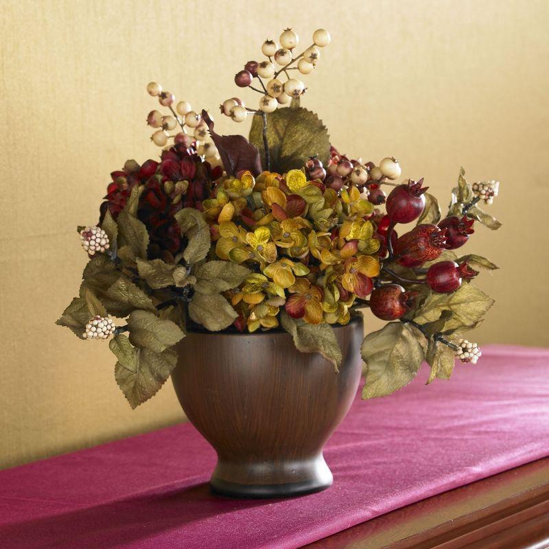 Nearly Natural Autumn Hydrangea with Round Vase