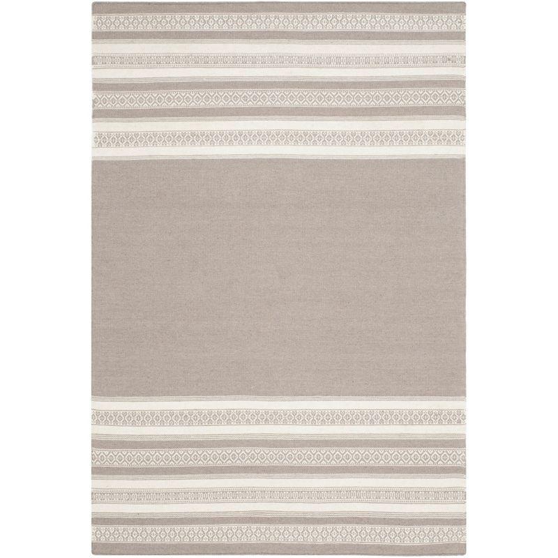 Light Brown Handwoven Wool Flat Weave Area Rug, 4' x 6'