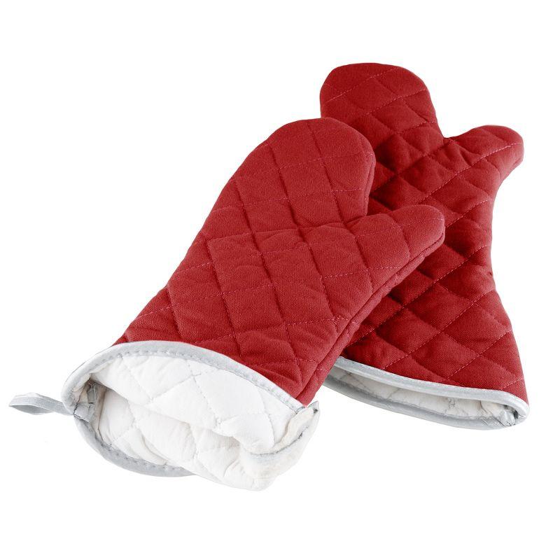 Oven Mitts- 2 Oversized Quilted Mittens, Flame and Heat Resistant By Lavish Home (Set of 2)