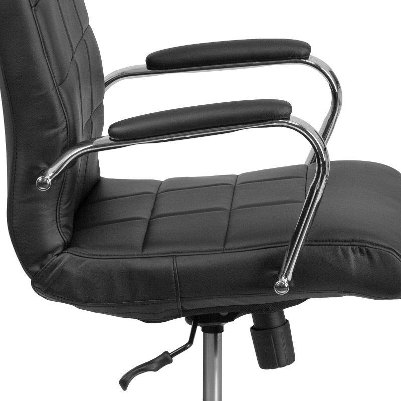 Mid-Back Black Vinyl Executive Swivel Office Chair with Chrome Base