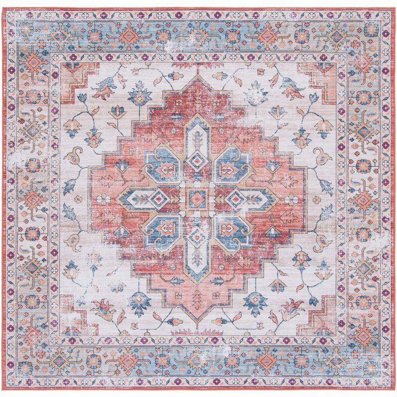 Tucson TSN109 Power Loomed Machine Washable Area Rug - Beige/Blue - 6'x6' - Safavieh.